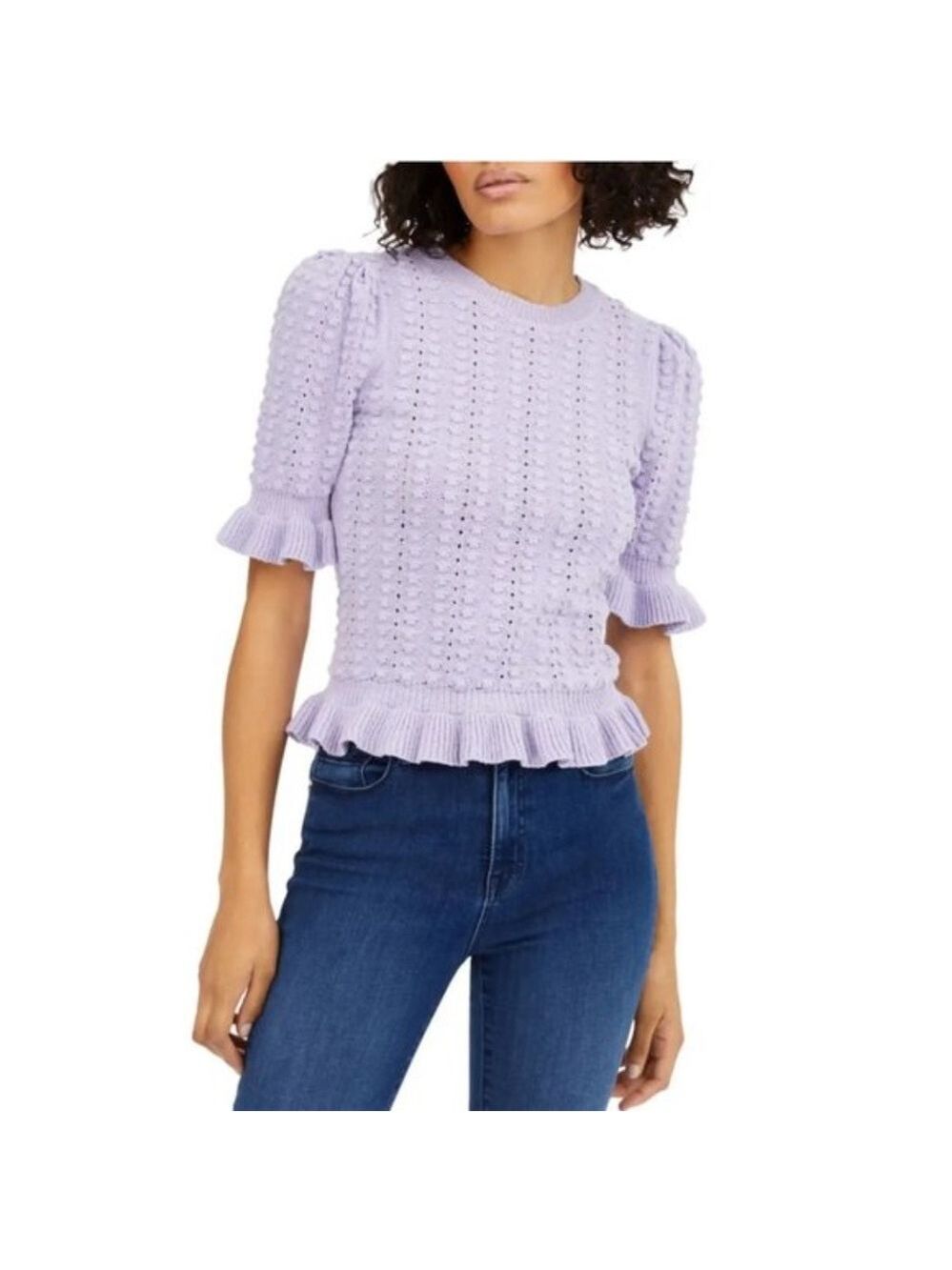 I.N.C Popcorn Stitch Ruffle Sweater